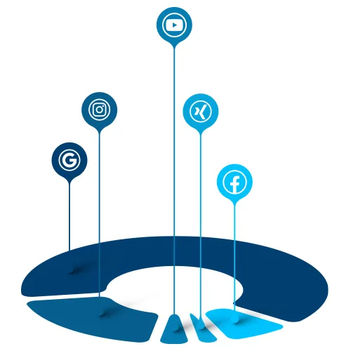 Access statistics and social media links
